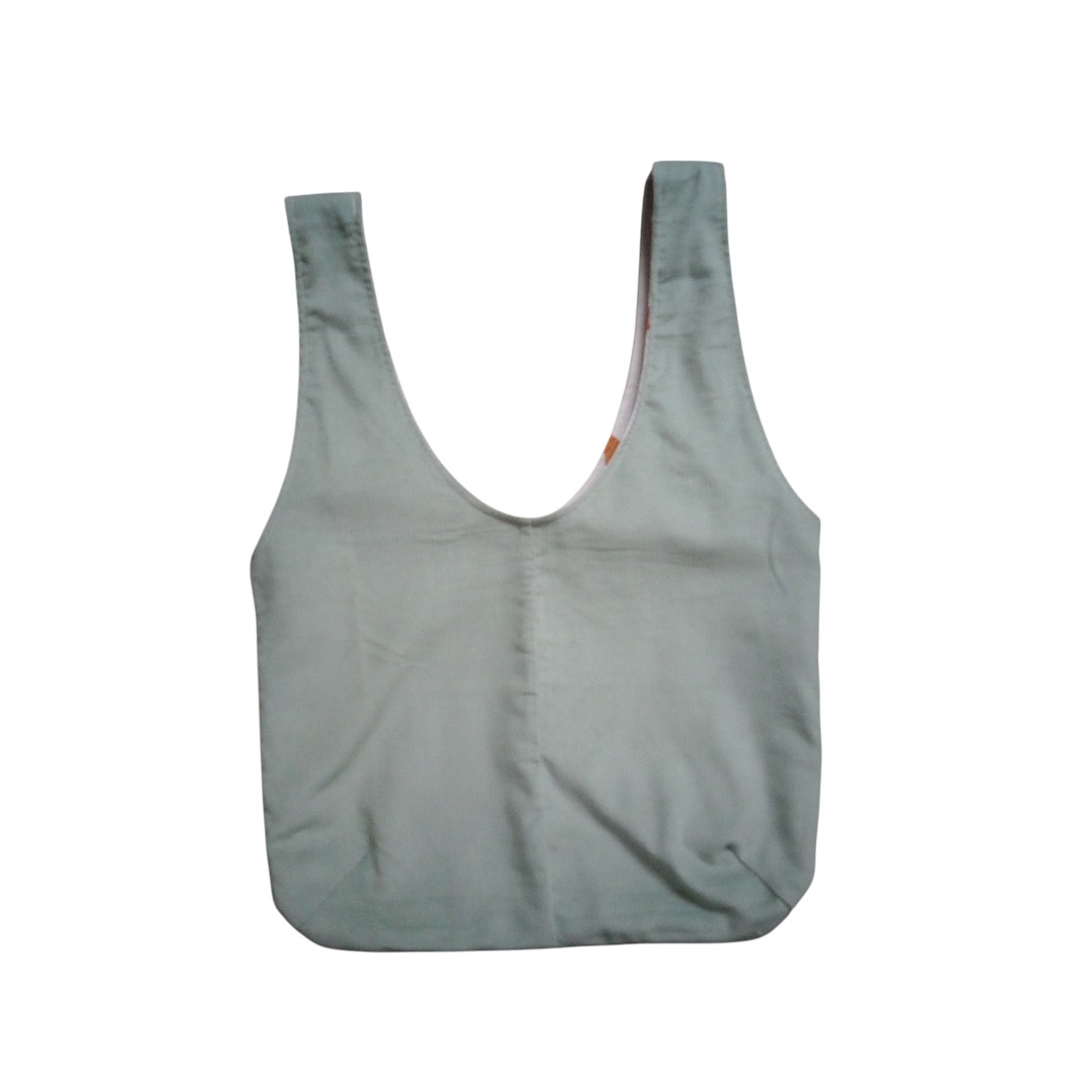 Sage green bag is the reverse side of Heavyweight Linen Corduroy Reversible Handbag